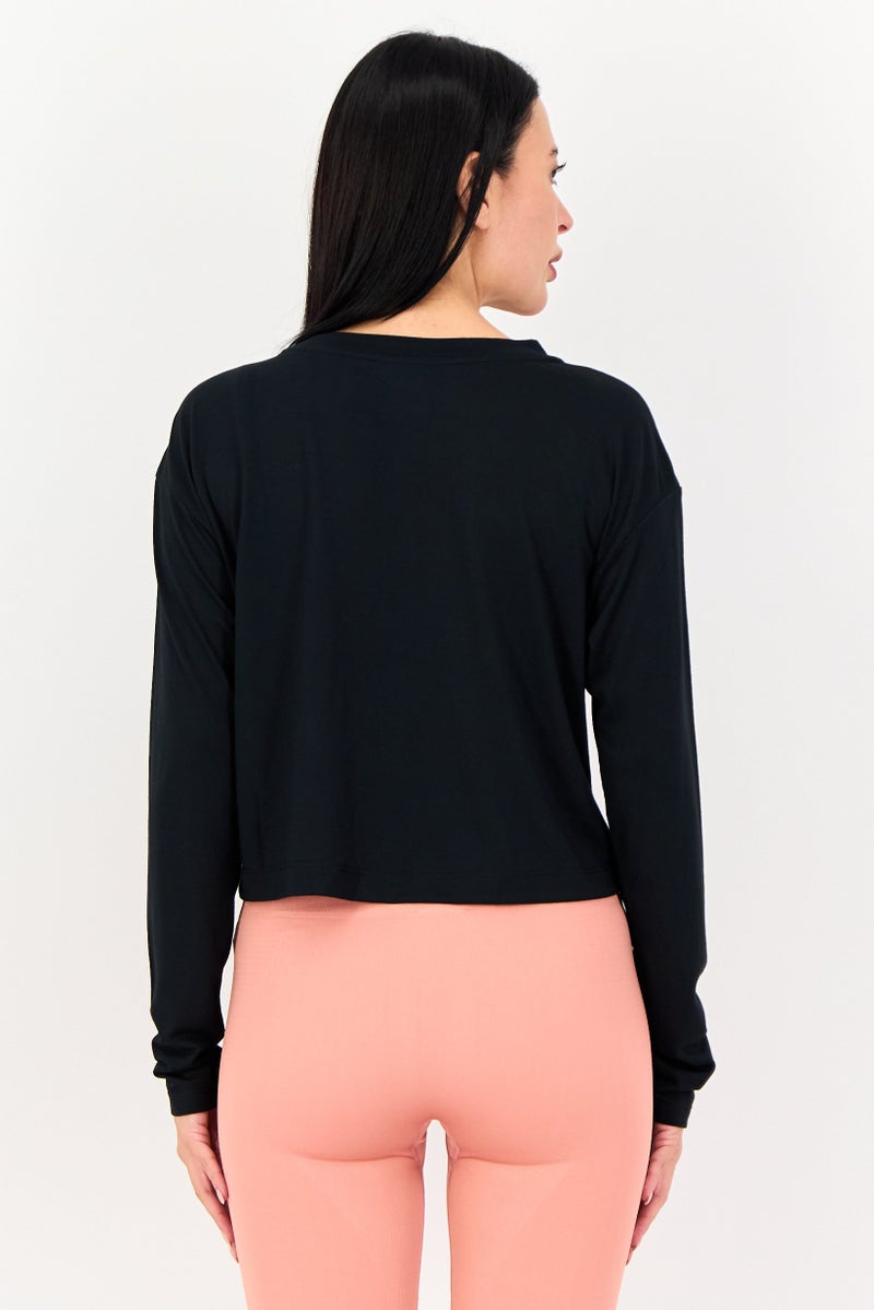 Nike Women Sportswear Fit Long Sleeve Training Crop Top, Black - Image 3